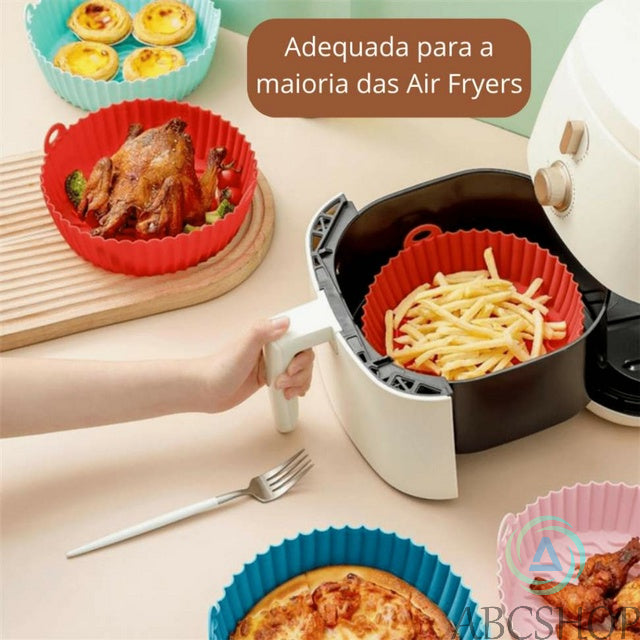 Kit 3 Forma De Silicone Para Air Fryer Forno Microondas Fritadeira Assadeira – Reutilizável Antiaderente Flexível